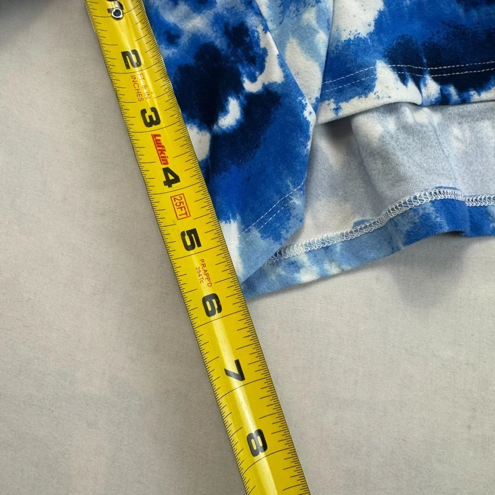 Terra & Sky Shorts Womens 2X Blue White Tie Dye Stretch Elastic Waist Drawstring